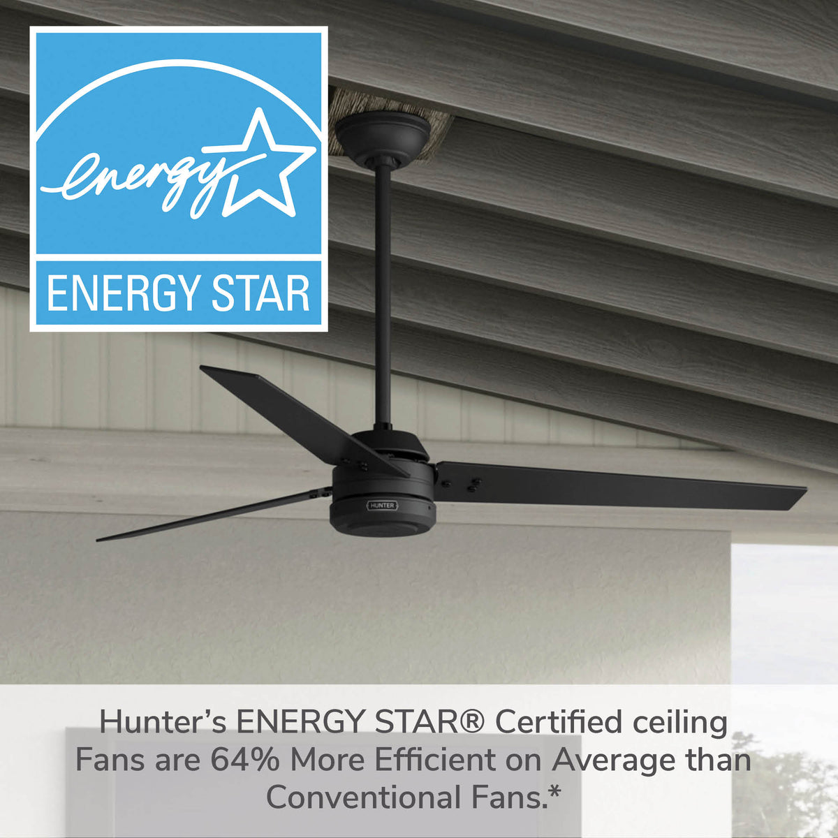 60 inch Cassius ENERGY STAR® Matte Black Damp Rated Ceiling Fan and Wall Control