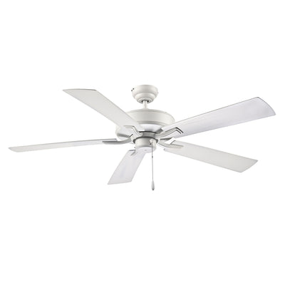 52 Inch Velbreeze AC Matte White Outdoor Ceiling Fan 5-Blade