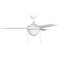 50 Inch Contempo AC White Indoor Ceiling Fan 3-Blade 2 Lights Reversible