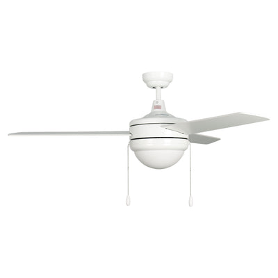 50 Inch Contempo AC White Indoor Ceiling Fan 3-Blade 2 Lights Reversible