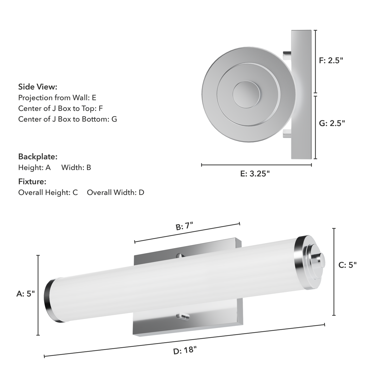 Holly Grove 18-inch 2-light Chrome Vanity Light with Cased White Glass