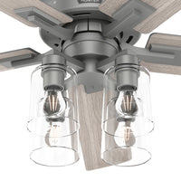 52 inch Techne Wi-Fi HunterExpress Matte Silver Ceiling Fan with LED Light Kit and Handheld Remote