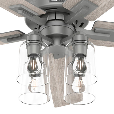 52 inch Techne Wi-Fi HunterExpress Matte Silver Ceiling Fan with LED Light Kit and Handheld Remote