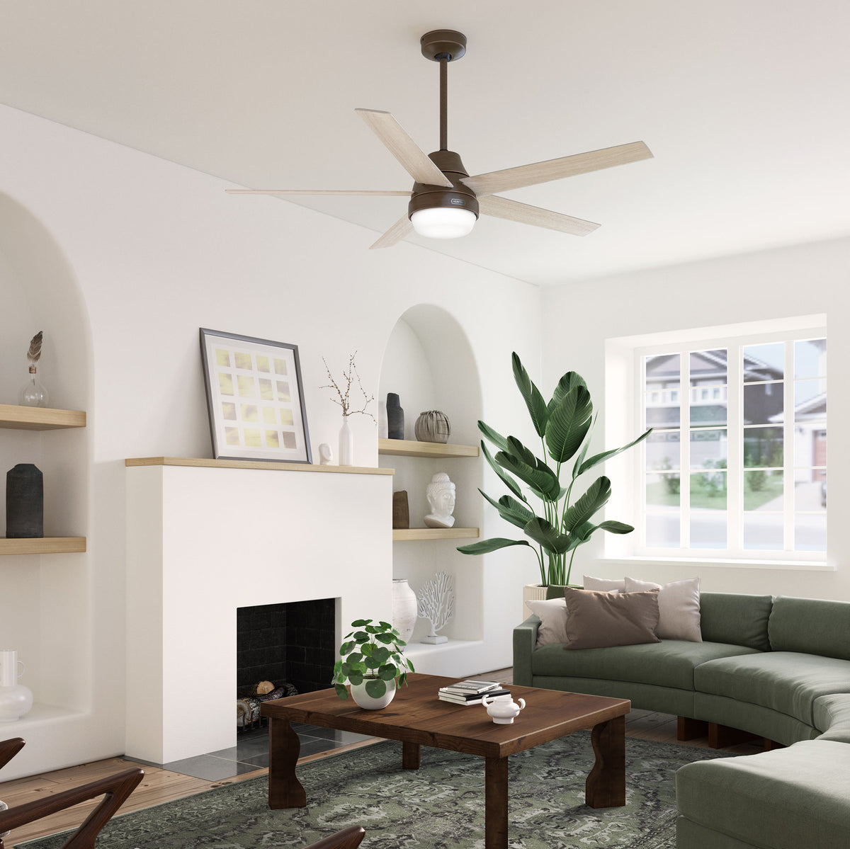 60 inch Aerodyne Wi-Fi ENERGY STAR® Matte Bronze Ceiling Fan with LED Light Kit and Handheld Remote