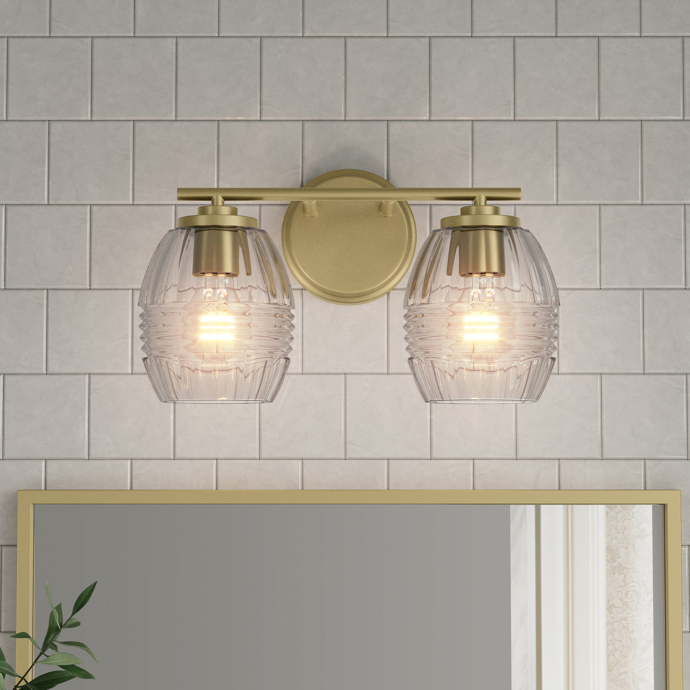 14'' Miravelle Vintage Brass 2 Light Bath Vanity