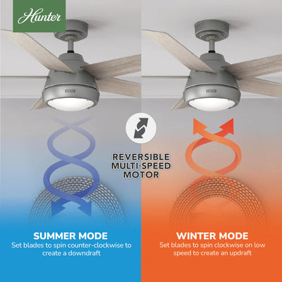 52 inch Burroughs Matte Silver Ceiling Fan with LED Light Kit and Handheld Remote