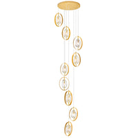 Iris 9 Light Gold Pendant Light Sun Gold Finish