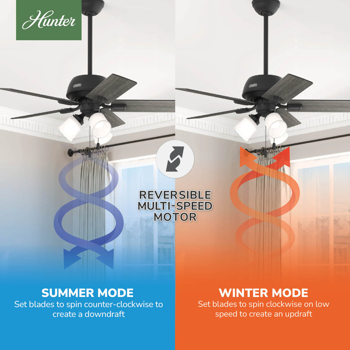 44 inch Crystal Peak Matte Black Ceiling Fan with LED Light Kit and Pull Chain