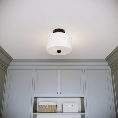 10'' Verlana Matte BlackEtched Opal 2 Light Semi-Flush Mount