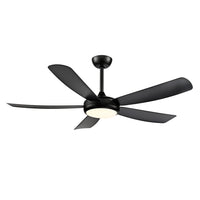 Airstra 52'' 5 Blades Matte Black Led indoor & Outdoor DC Ceiling Fan With Wall Control