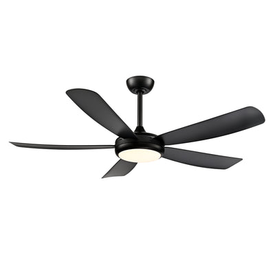 Airstra 52'' 5 Blades Matte Black Led indoor & Outdoor DC Ceiling Fan With Wall Control