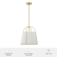 Atmore 15-inch 3-light Alturas Gold Pendant with White Linen Fabric Shade