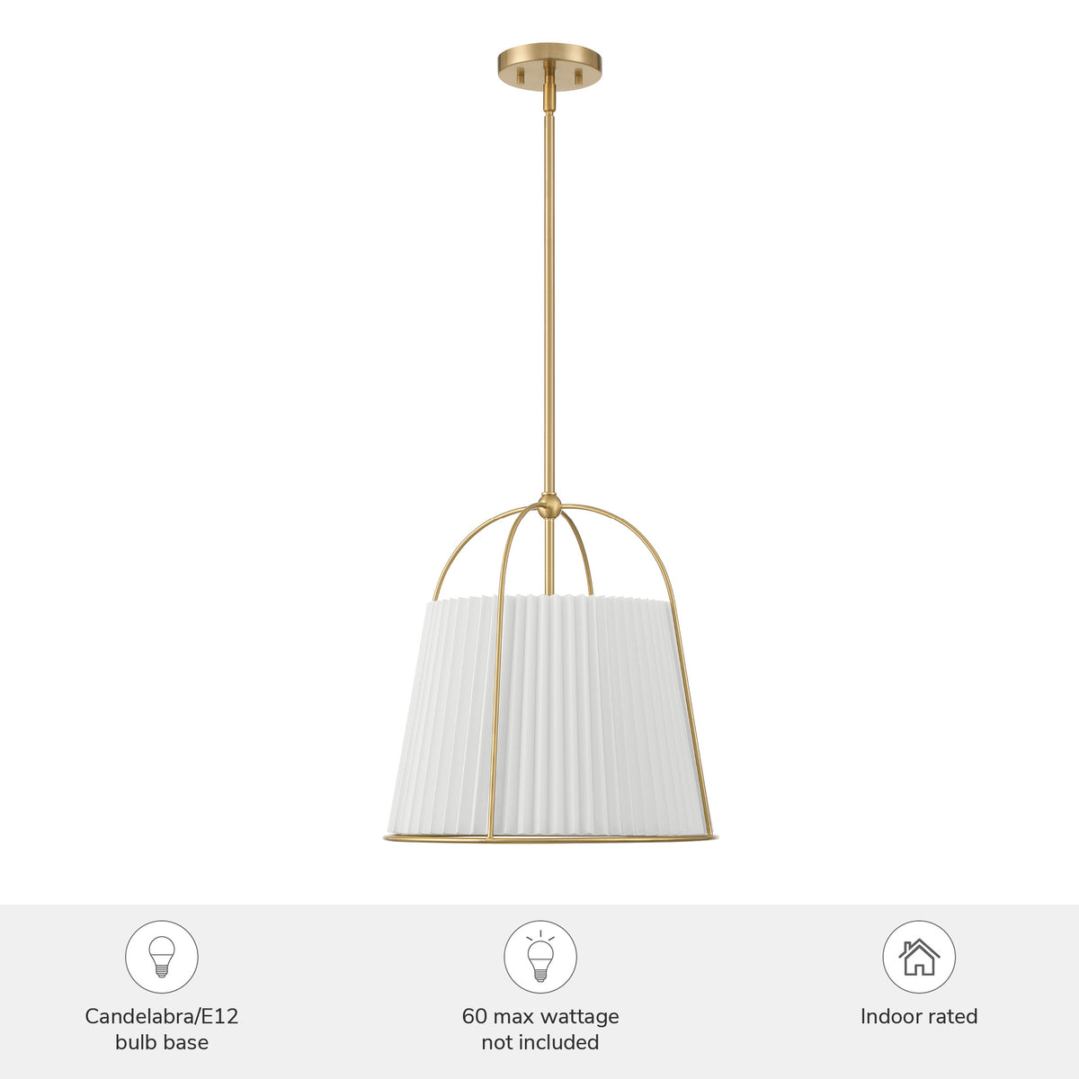 Atmore 15-inch 3-light Alturas Gold Pendant with White Linen Fabric Shade