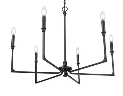 24'' Azara Matte Black 6 Light Chandelier