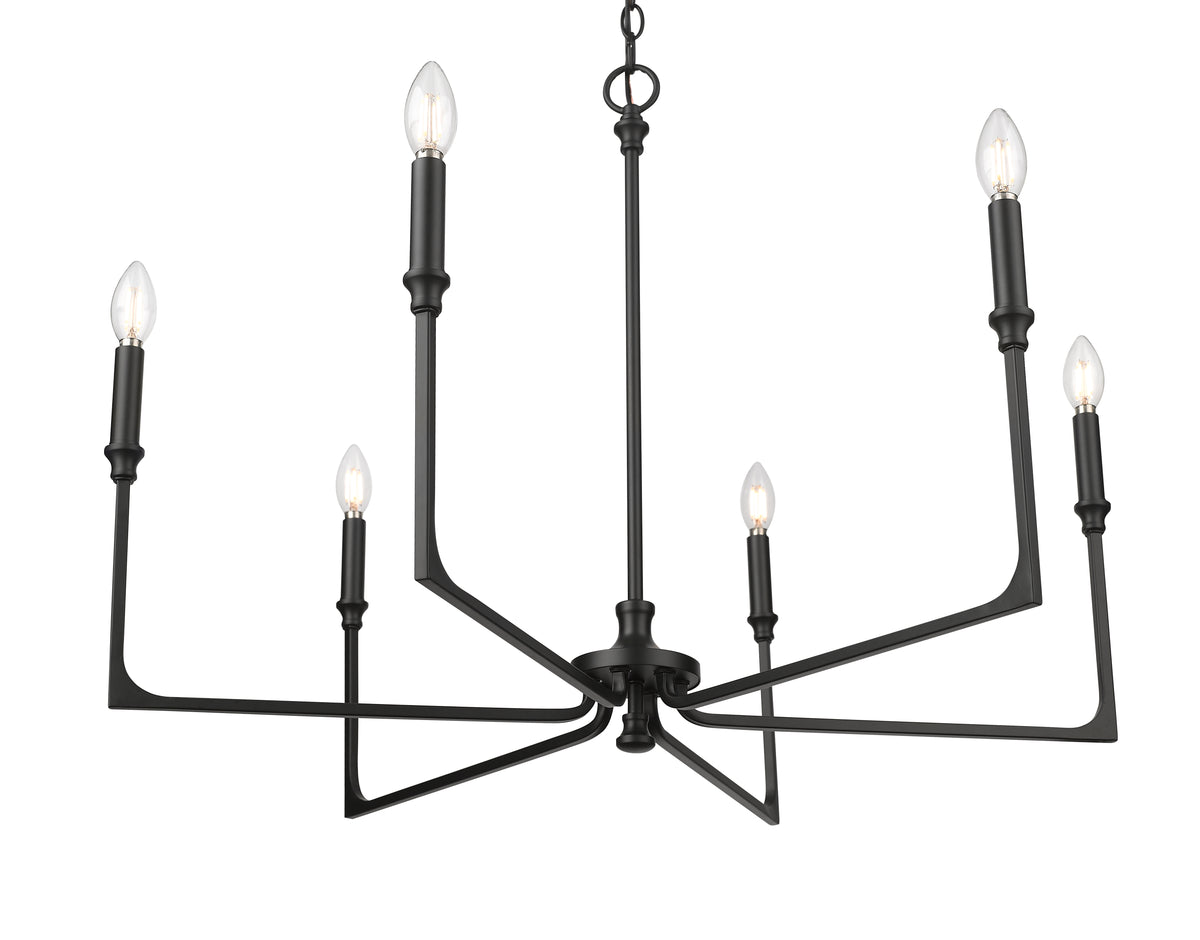 24'' Azara Matte Black 6 Light Chandelier