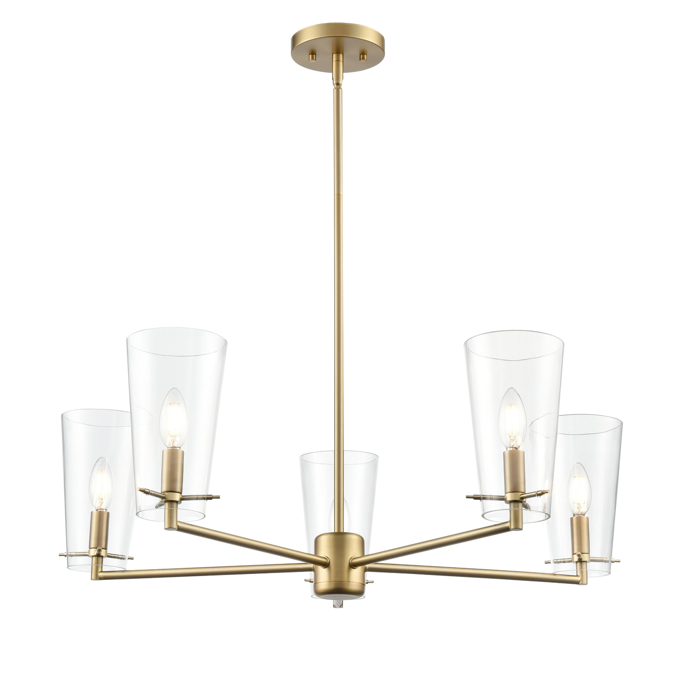 10'' Maccan Vintage Brass 5 Light Chandelier