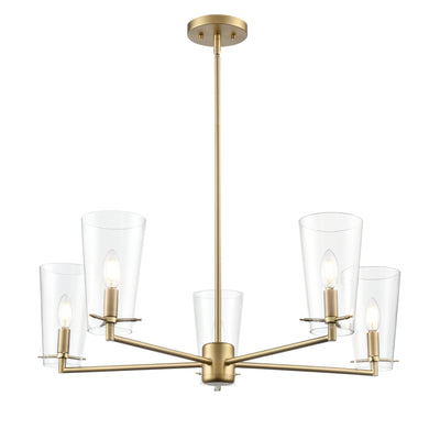 10'' Maccan Vintage Brass 5 Light Chandelier