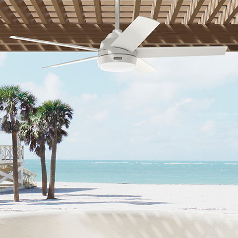 52 inch Skyflow Matte White WeatherMax Indoor / Outdoor Ceiling Fan with LED Light Kit and Wall Control