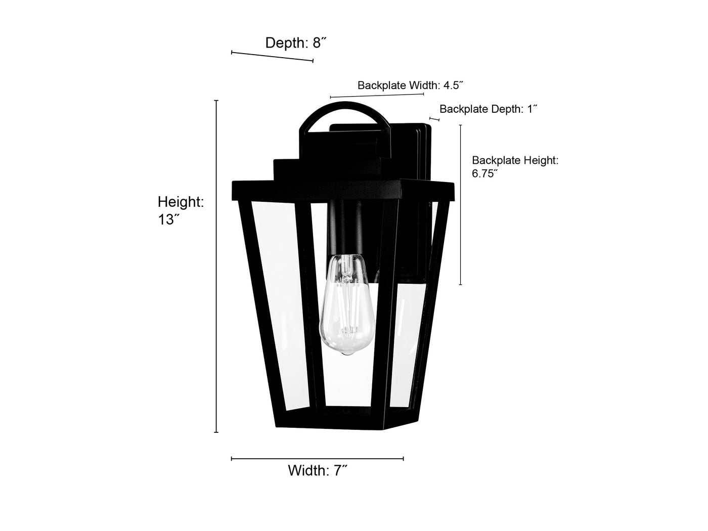7'' Brenwick Powder Coated Black 1 Light Lantern