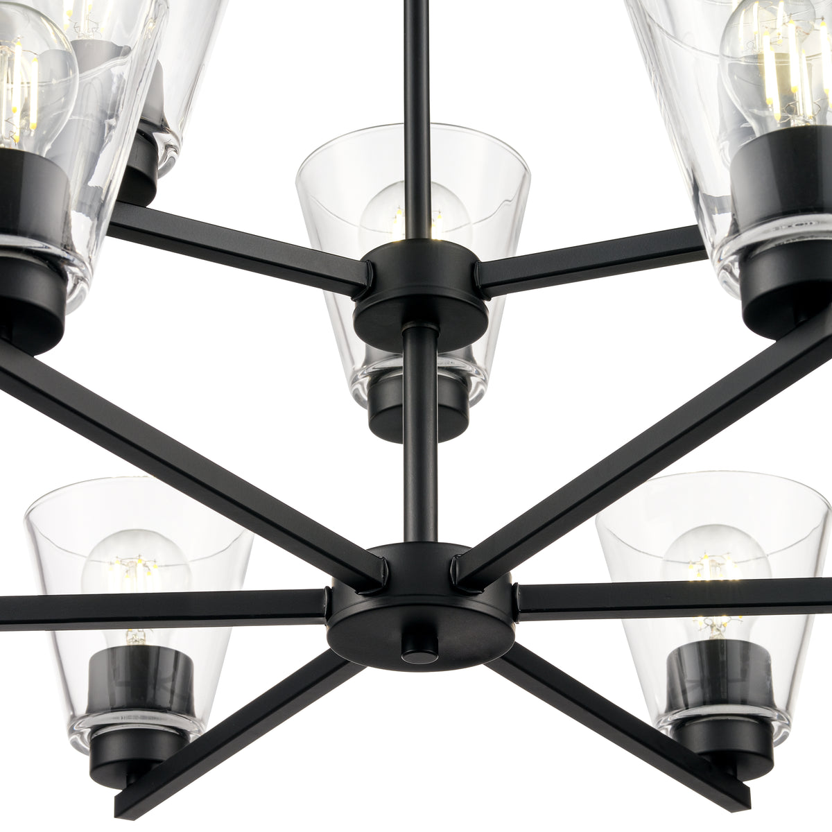 28.5-inch Strayhan Matte Black 9-Light Clear Glass Chandelier