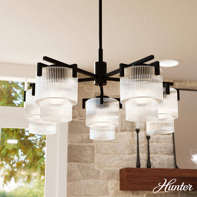 Ontario 27-inch 5-light Matte Black Chandelier with Clear Glass