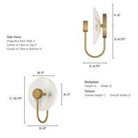 Amara Crest 8-inch 1-light Luxe Gold and Cast Alabaster LED Wall Sconce with Cast Alabaster Resin Shade