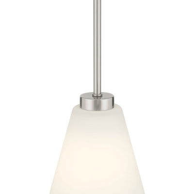 5.75-inch Strayhan Brushed Nickel 1-Light White Frosted Glass Pendant Light