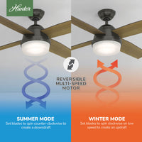 52 inch Dempsey Noble Bronze Ceiling Fan with LED Light Kit and Handheld Remote