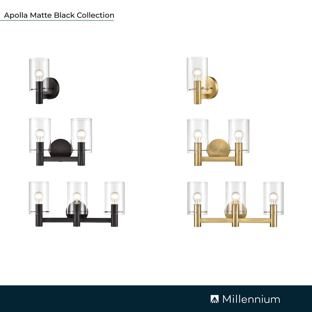 6'' Apolla Matte Black 1 Light Wall Sconce