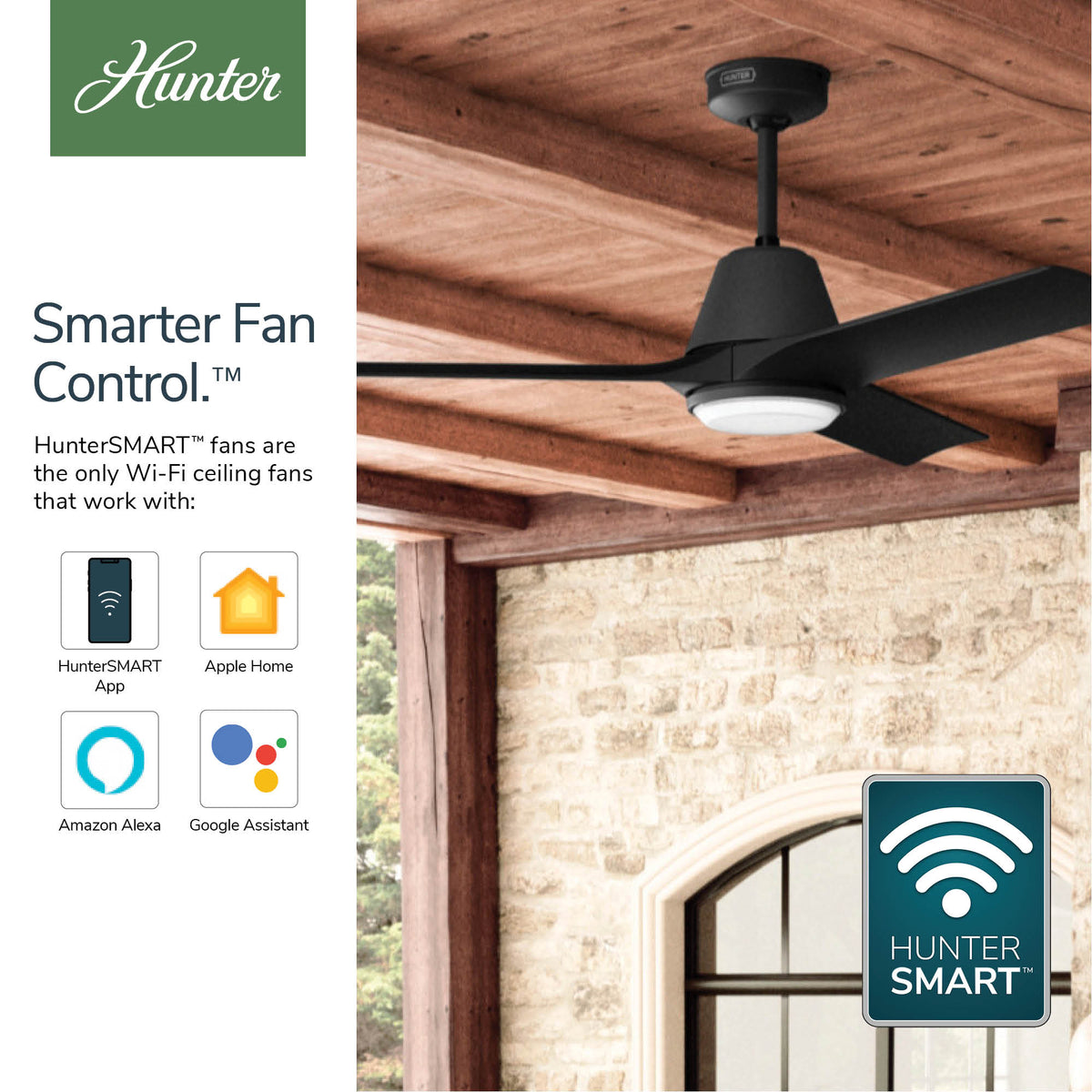 52 inch Aeronaut  Wi-Fi ENERGY STAR® Matte Black Damp Rated Ceiling Fan with LED Light Kit and Handheld Remote