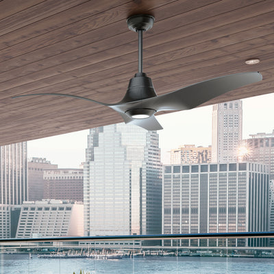 Casablanca 60 inch Stingray ENERGY STAR® Granite Damp Rated Ceiling Fan with LED Light Kit and Handheld Remote