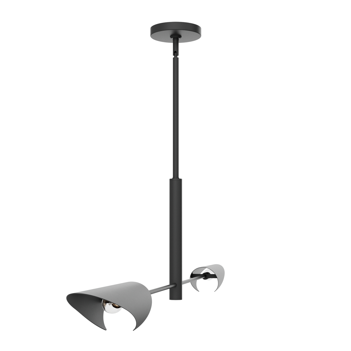 Merian 65-inch 2-light Matte Black Linear Chandelier with Matte Black Metal Shade