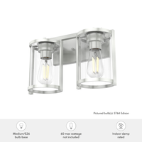 Astwood 15.5-inch 2-light Brushed Nickel Vanity Light with Clear Glass
