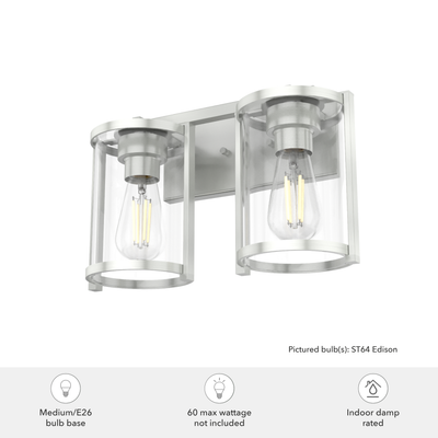 Astwood 15.5-inch 2-light Brushed Nickel Vanity Light with Clear Glass