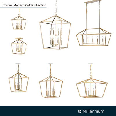 36'' Corona Modern Gold 8 Light Pendant