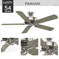 Casablanca 54 inch Panama ENERGY STAR® Brushed Nickel Ceiling Fan with Handheld Remote