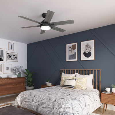 52 inch Georgetown ENERGY STAR® HunterExpress Matte Black Ceiling Fan with LED Light Kit and Handheld Remote