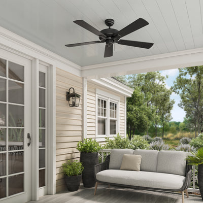 52 Inch Velbreeze AC Matte Black Outdoor Ceiling Fan 5-Blade