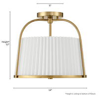 Atmore 15-inch 2-light Alturas Gold Flush Mount Ceiling Light with White Linen Metal Shade