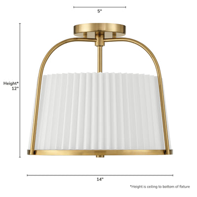 Atmore 15-inch 2-light Alturas Gold Flush Mount Ceiling Light with White Linen Metal Shade
