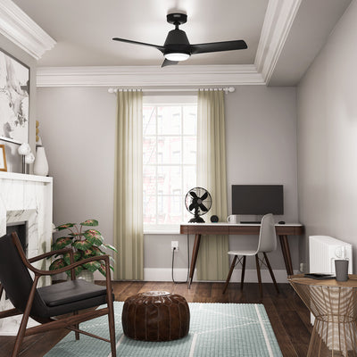 44 inch Aeronaut  Wi-Fi ENERGY STAR® Matte Black Damp Rated Ceiling Fan with LED Light Kit and Handheld Remote