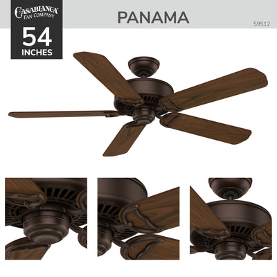 Casablanca 54 inch Panama ENERGY STAR® Brushed Cocoa Ceiling Fan and Handheld Remote