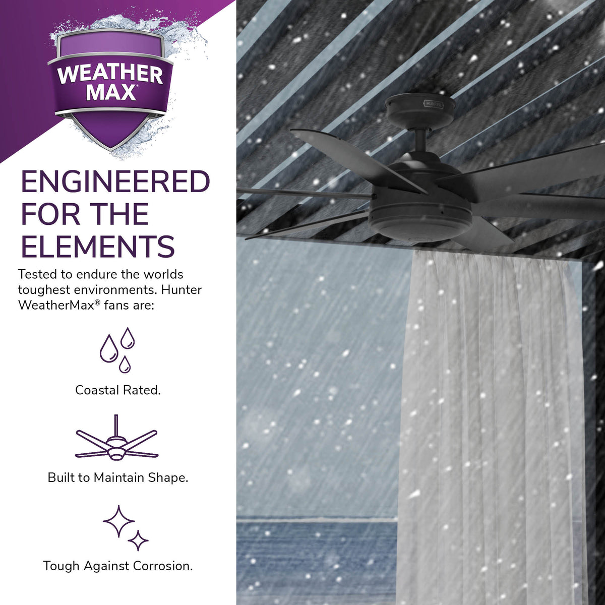 52 inch Jetty Matte Black WeatherMax Indoor / Outdoor Ceiling Fan and Wall Control