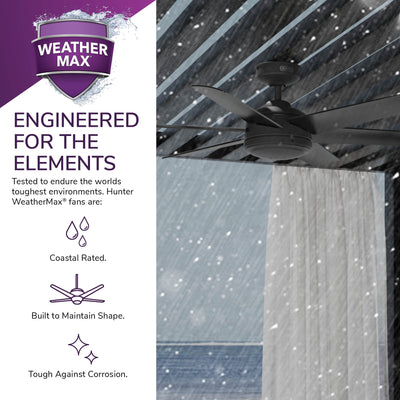 52 inch Jetty Matte Black WeatherMax Indoor / Outdoor Ceiling Fan and Wall Control