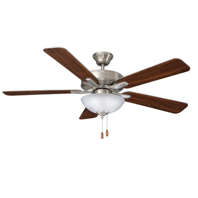52 Inch Star Light AC Brushed Nickel Indoor Ceiling Fan 5-Blade 3 Lights Reversible