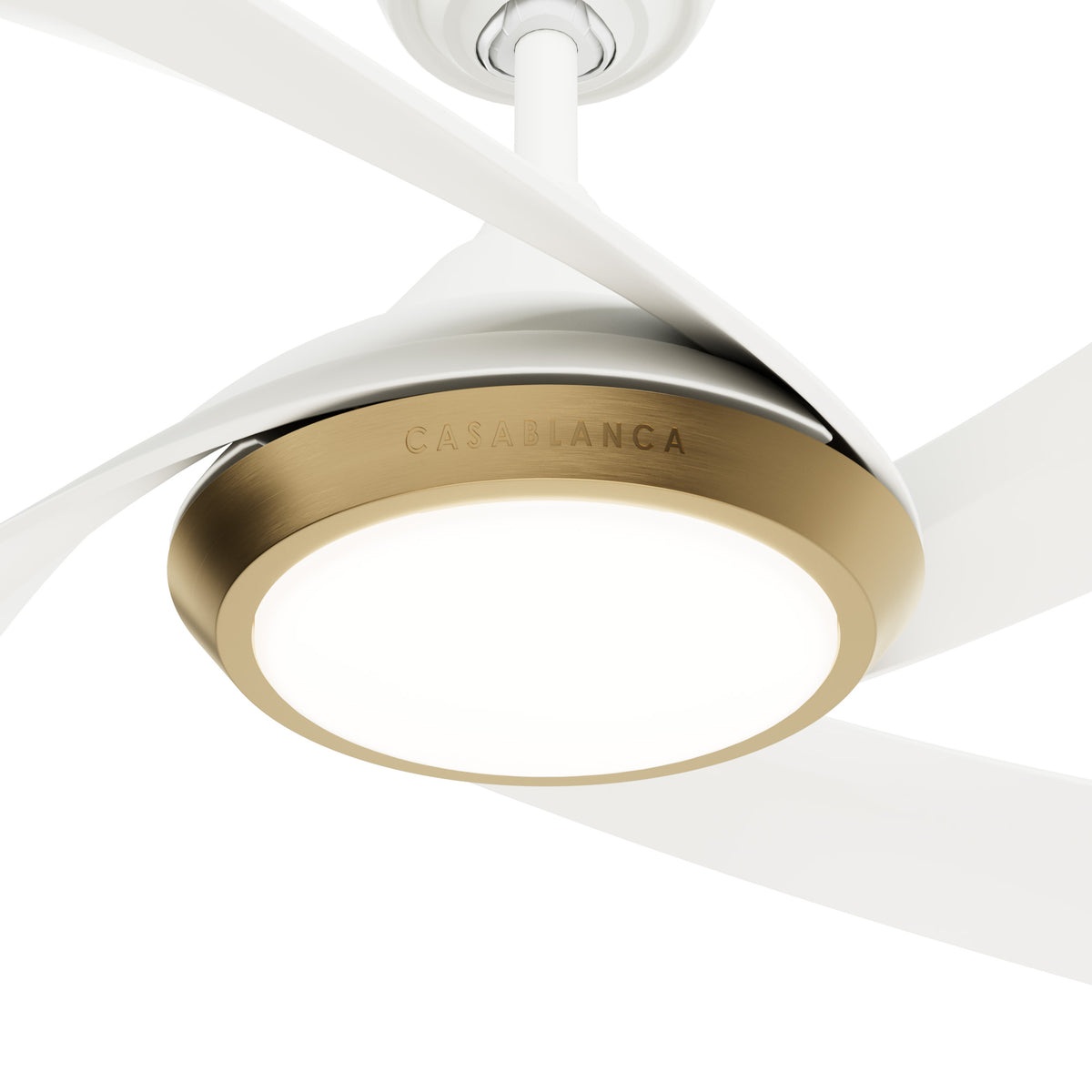 Casablanca 52 inch Vespucci ENERGY STAR® Fresh White Damp Rated Ceiling Fan with LED Light Kit and Wall Control and Handheld Remote