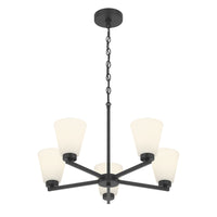 14.75'' Strayhan Matte Black 5 Light Chandelier