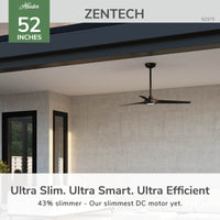 52 inch Zentech Wi-Fi ENERGY STAR® Matte Black Damp Rated Ceiling Fan with LED Light Kit and Remote
