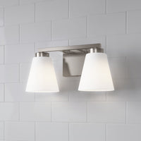 13-inch Strayhan Brushed Nickel 2-Light White Frosted Glass Bathroom Vanity Light