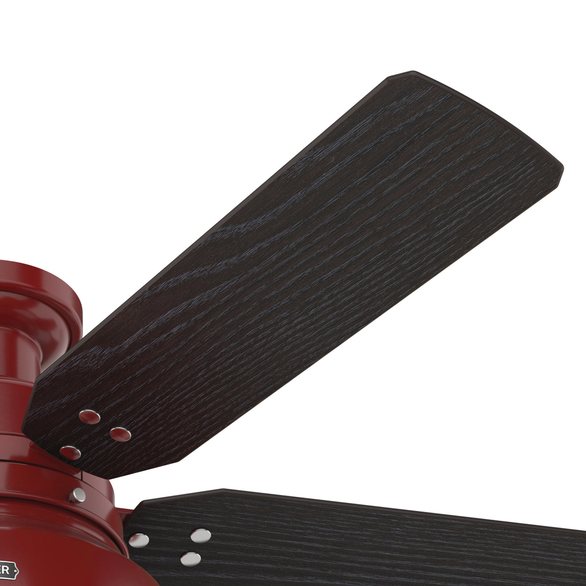 52 inch Mill Valley Barn Red Low Profile Damp Rated Ceiling Fan with LED Light Kit and Pull Chain
